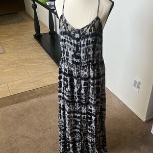 Tye dye and lace maxi dress